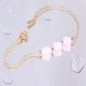 Hexingsheng Jewelry | Celebrate St. Patrick’s Day with Festive Jewelry and Accessories Crystal Pink Four Leaf Clover Bracelet Stainless Steel Gold Plated