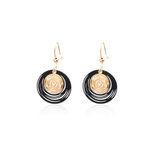 Bold and Elegant Black and Gold Swirl Drop Earrings for a Statement Look