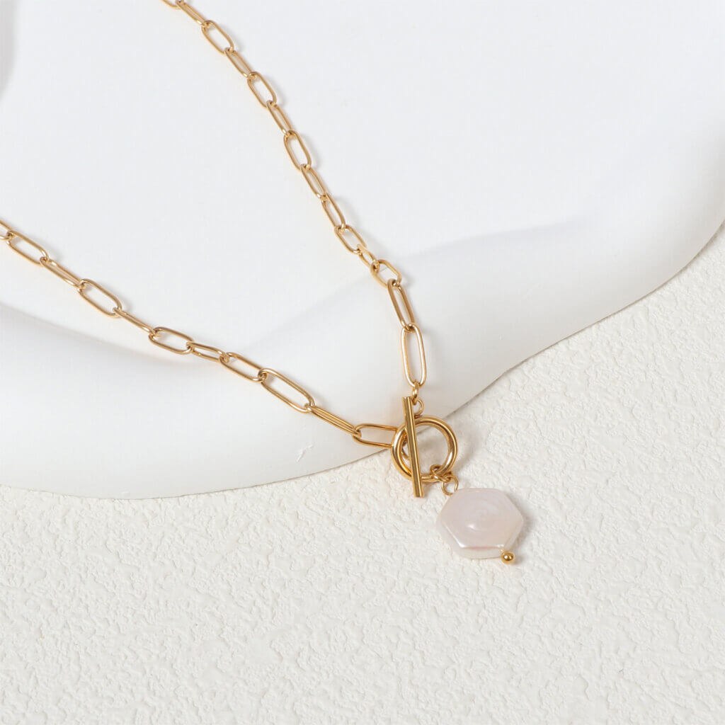 Timeless Elegant 18K Gold Plated Stainless Steel Pearl Necklaces