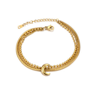 Elegant 18K Gold Plated Stainless Steel Multi Layer Bracelets