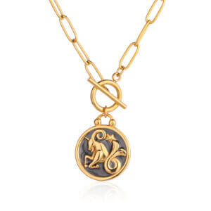 Capricorn Zodiac Sign Necklace in 18K Gold Plated Stainless Steel