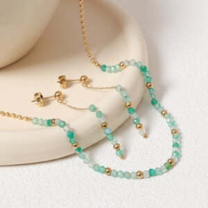 Exquisite 18K Gold Plated Stainless Steel Natural Stone Jewelry Sets