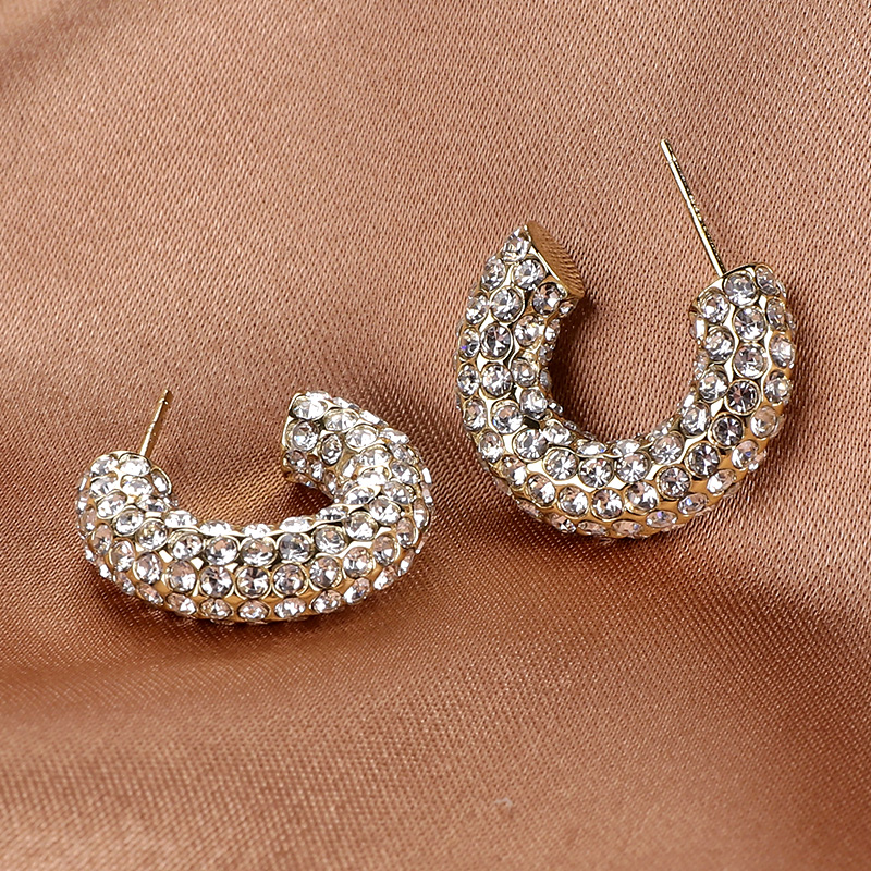 Chunky Open Hoop Earrings with Dazzling Cubic Zirconia