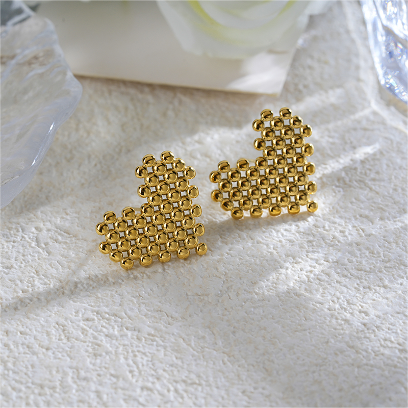 Modern Chic Gold Plated Stainless Steel Geometric Stud Earrings