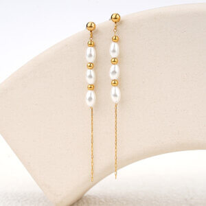 Elegant Freshwater Pearl Jewelry Set in 18K Gold Plating