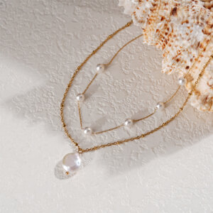 Double Layer Pearl Necklace Blending Classic Pearls And Modern Lines