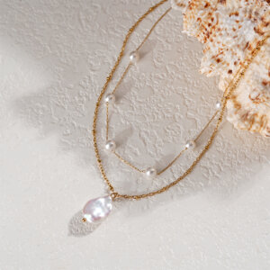 Double Layer Pearl Necklace Blending Classic Pearls And Modern Lines