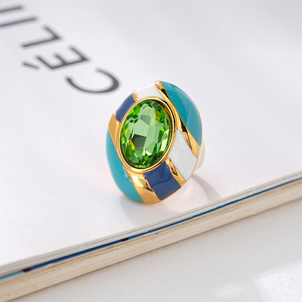 Contemporary designer enamel statement rings collection art deco inspired