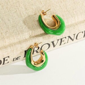 Contemporary Asymmetrical Earrings With Artistic Resin Effect