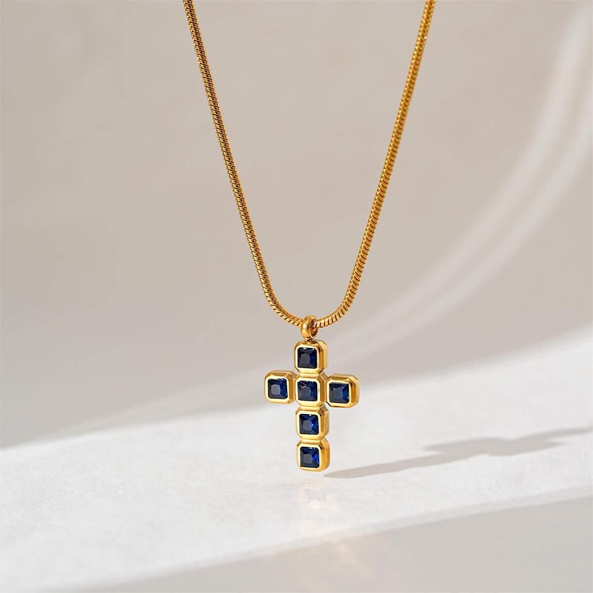Modern Gold Plated Christian Cross Necklace with Zircon