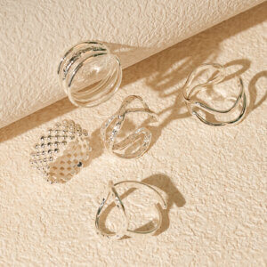 Modern Geometric Stainless Steel Silver Plated Rings Collection