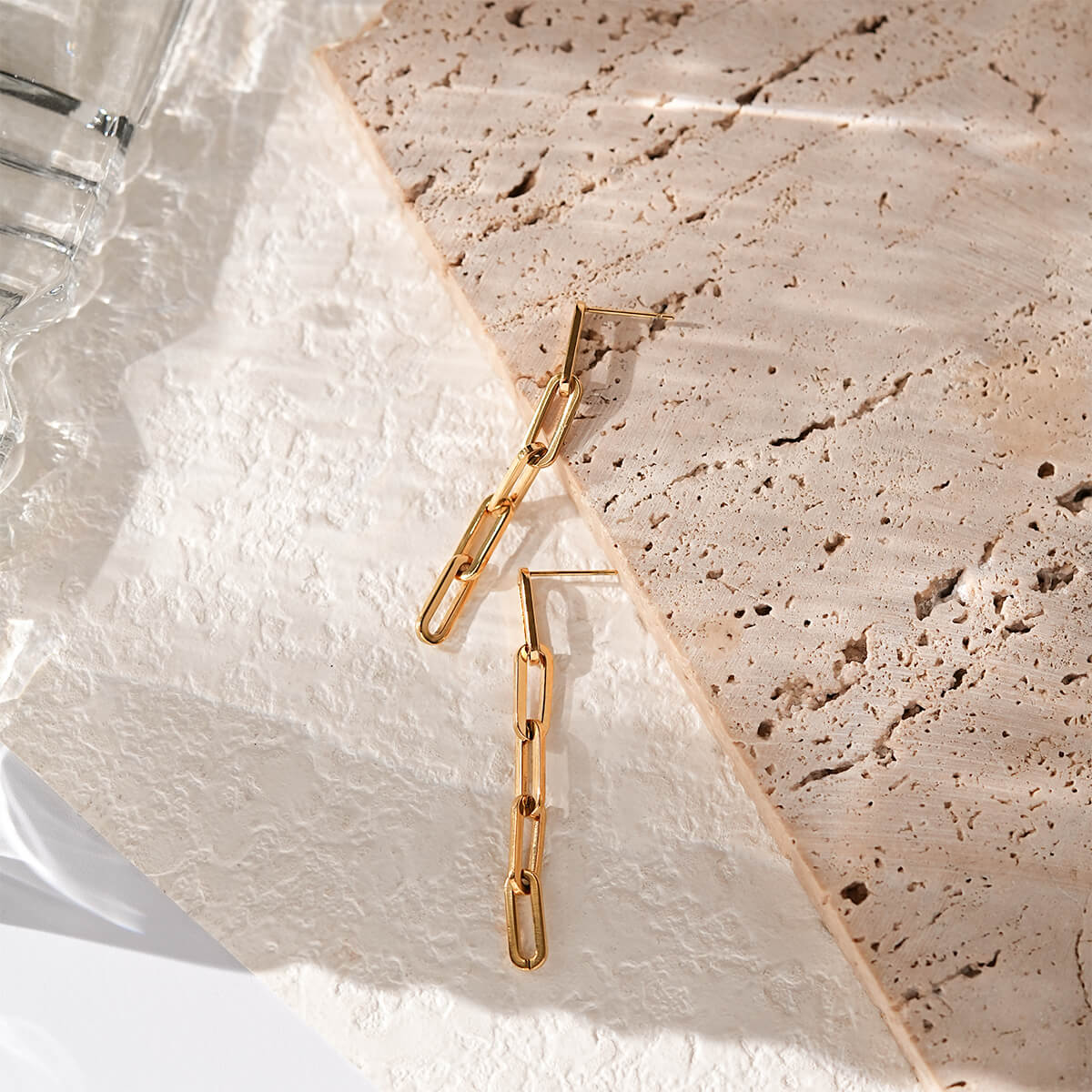 Contemporary Long Chain Earrings Collection in 18K Gold Plated