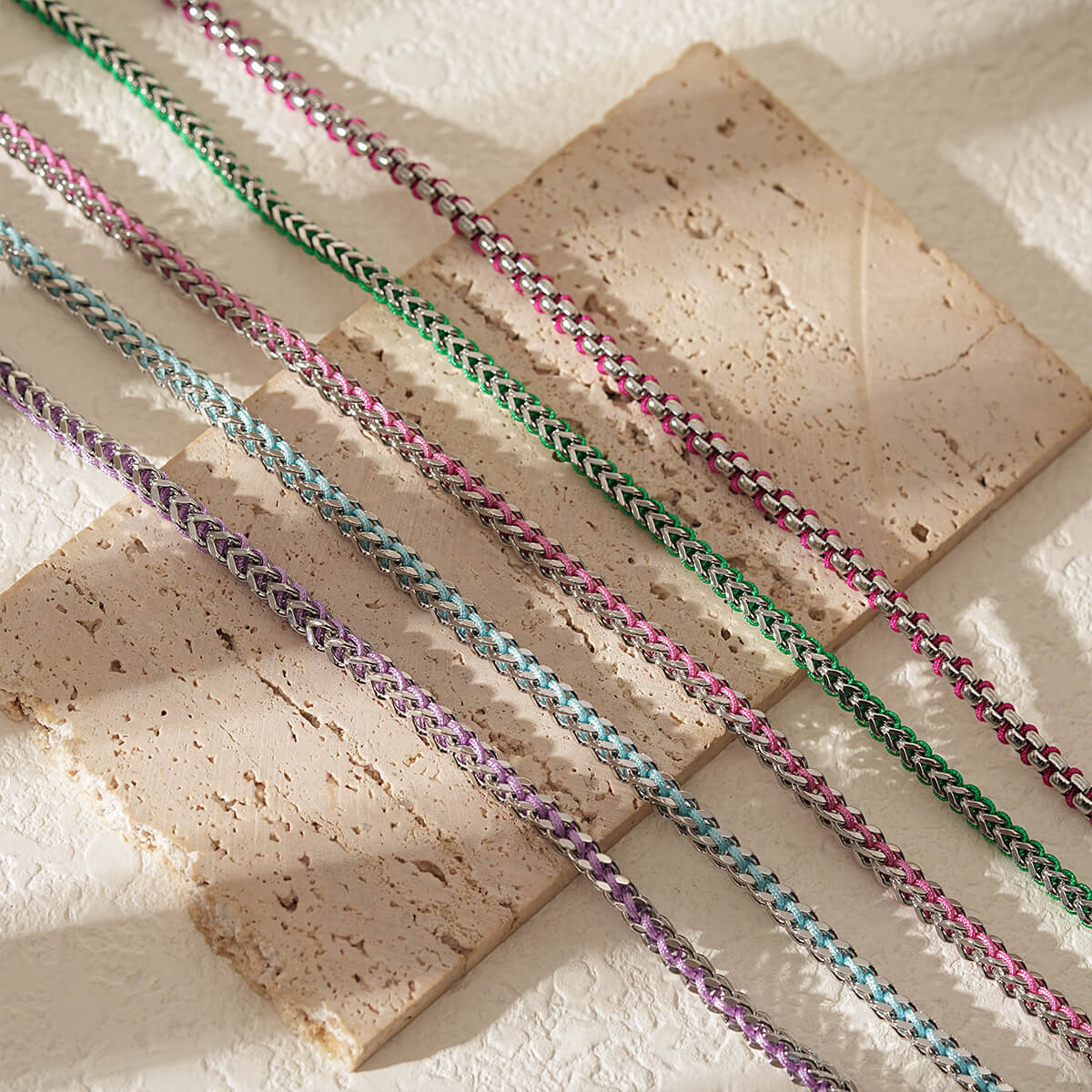 Vibrant Multicolor Necklace Braided Chain Summer Style Trendy Look
