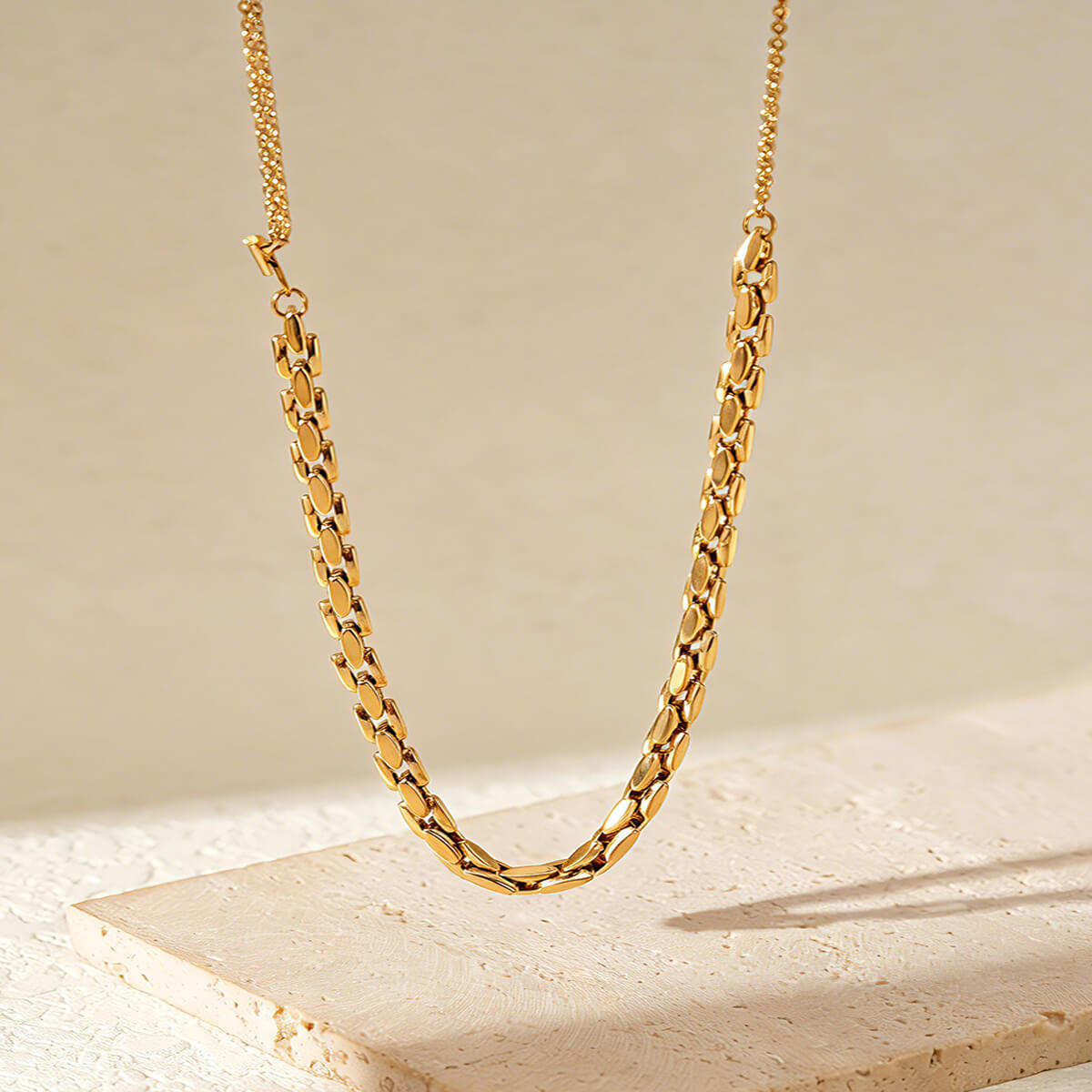 Modern Layered Chain Necklace Collection with OT Toggle Clasp