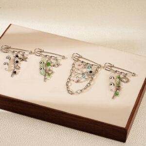 Multifunctional Stainless Steel Charm Brooch With Stone Details
